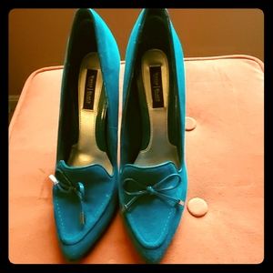 Suede heels. Teal suede